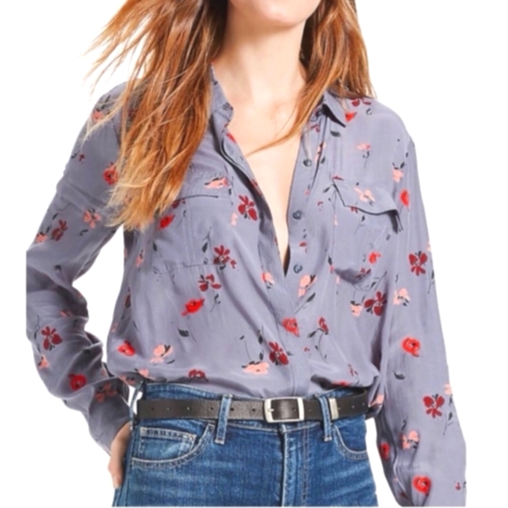 Lucky Brand lightweight button front floral blouse, Plus Size, 1x, Like New!